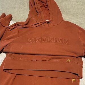 Warrior Embroidered Hoodie in Rust